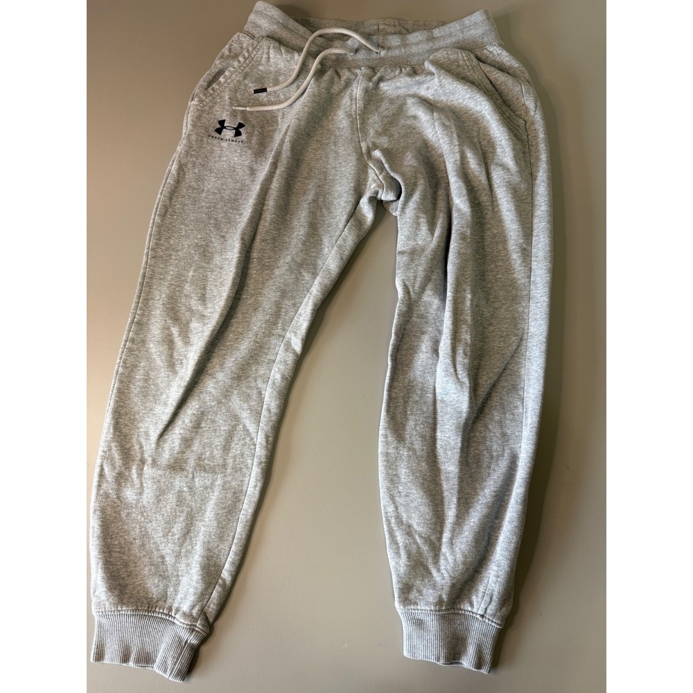 Under Armour Mens Rival Fleece Joggers Heather Gray Loose Fit Sweatpants Medium
